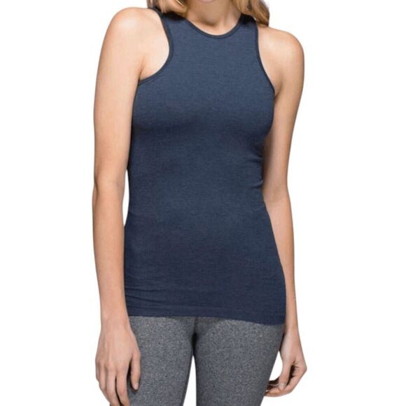 LULULEMON ATHLETICA Seamlessly Covered Tank In Heathered Inkwell Size 4 - Picture 2 of 4